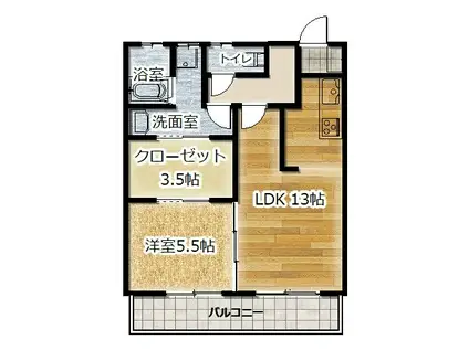 コンフォーティアV(1SLDK/2階)の間取り写真