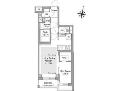 コンフォリア・リヴ東中野(1LDK/3階)の間取り写真