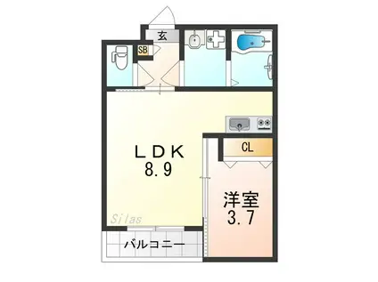 グレースヴィラ泉大津(1LDK/2階)の間取り写真