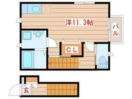 クレストール越路(ワンルーム/1階)の間取り写真