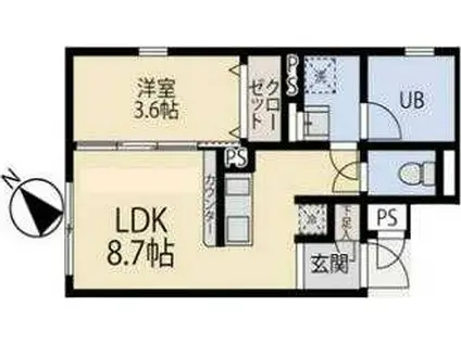 セドール代田橋(1LDK/4階)の間取り写真