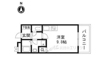 レジデンスKU(ワンルーム/4階)の間取り写真