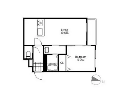 TRAMONTANA N26W5(1LDK/2階)の間取り写真