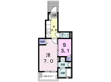 アンビエンテ アイ(1SK/1階)の間取り写真
