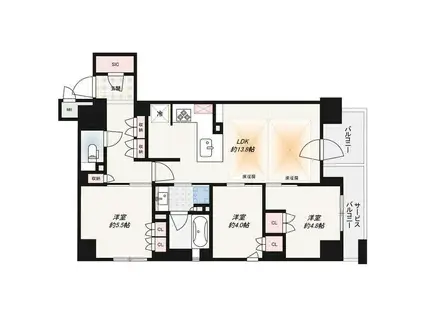 ファインレジデンス烏丸五条(3LDK/4階)の間取り写真