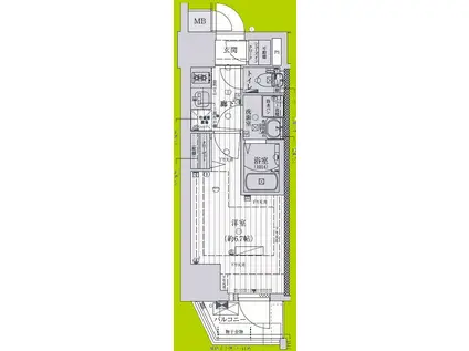 ファーストフィオーレ難波南アルマ(1K/7階)の間取り写真