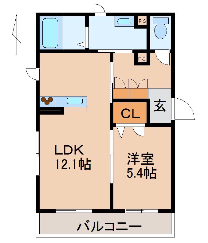 ベレオ金龍寺丁(1LDK/2階)の間取り写真
