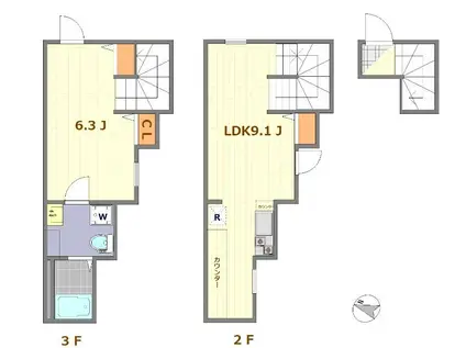 マーレ世田谷(1LDK/2階)の間取り写真