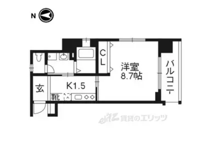 ベラジオ西陣聚楽(1K/3階)の間取り写真