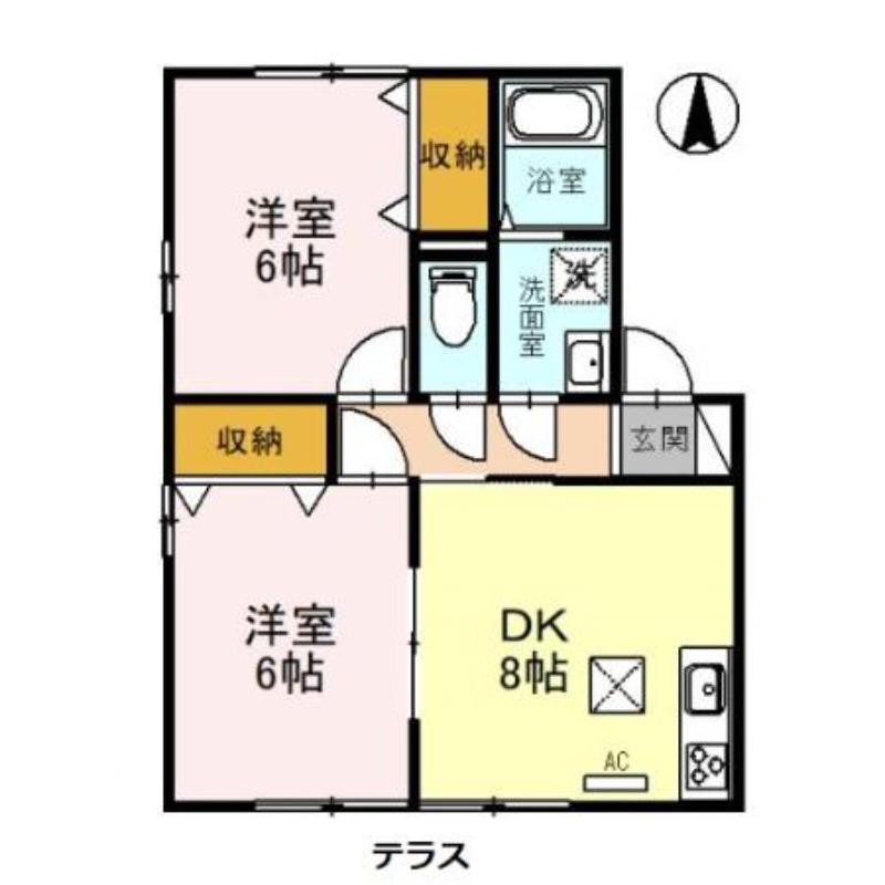 シェルアジュール(2DK/1階)の間取り写真