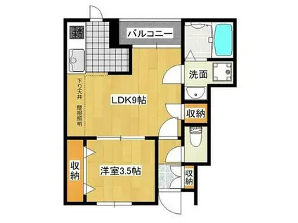 PREZIA福田(1LDK/1階)の間取り写真