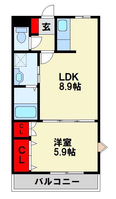 センチュリオン黒崎(1LDK/2階)の間取り写真