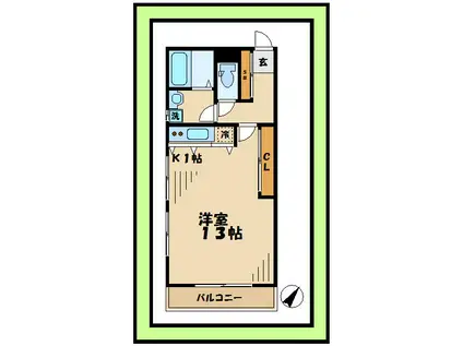 フラットT02(1K/3階)の間取り写真