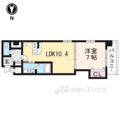 LUXE中書島(1LDK/2階)の間取り写真