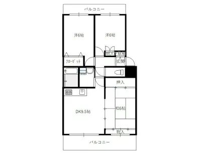 ハイネス八幡(3DK/3階)の間取り写真