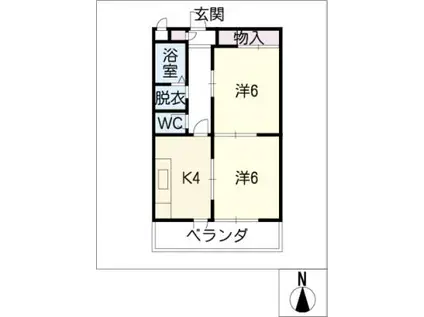 パインハウス(2K/3階)の間取り写真