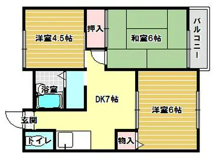 ベルピアA(3DK/2階)の間取り写真