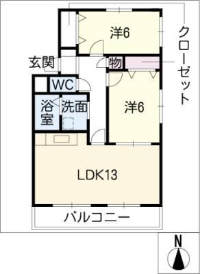 コート半田東 B棟(2LDK/2階)の間取り写真