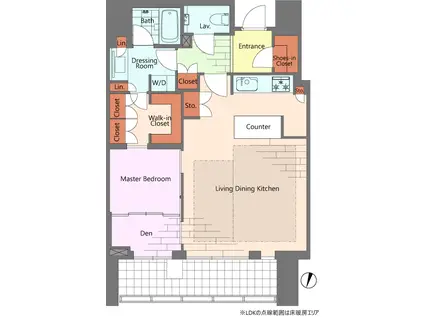 赤坂タワーレジデンス(1SLDK/25階)の間取り写真