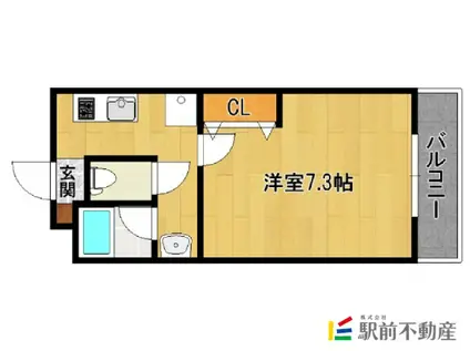 スリム太宰府(1K/3階)の間取り写真