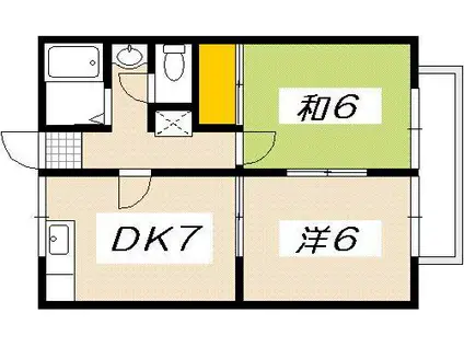 アビタシオン庚午 B棟(2DK/1階)の間取り写真