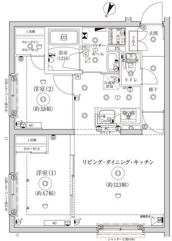 CREATIF池袋(2LDK/4階)の間取り写真