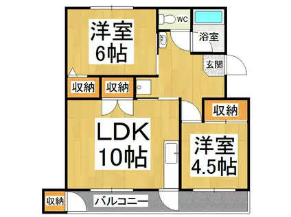 松本昭和ビル(2LDK/2階)の間取り写真