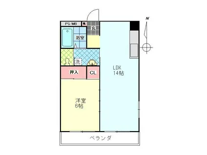 カーサ豊府(1LDK/1階)の間取り写真