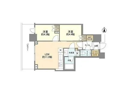 パークシティ中野ザタワー ブリーズ(2LDK/10階)の間取り写真