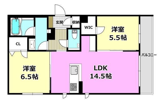 パラッツォ グロリオーサIII(2LDK/2階)の間取り写真