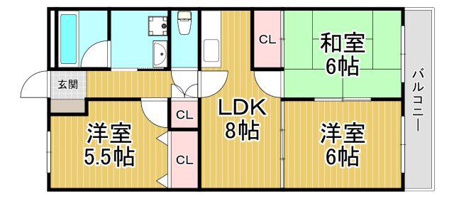リバティパレス(3LDK/2階)の間取り写真