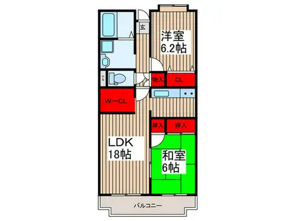 カサグランデ(2LDK/4階)の間取り写真
