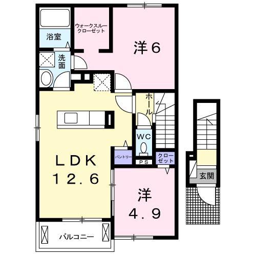 ハッピーフォレストII(2LDK/2階)の間取り写真