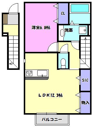 グレース(1LDK/2階)の間取り写真