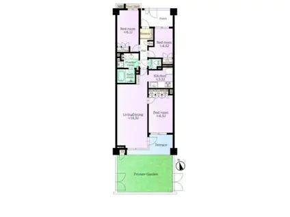 パークハウス等々力1丁目(3LDK/1階)の間取り写真