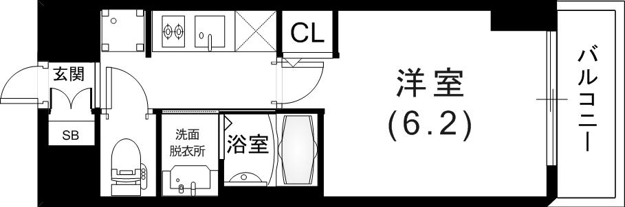 エステムコート神戸元町IIグレイド(1K/4階)の間取り写真