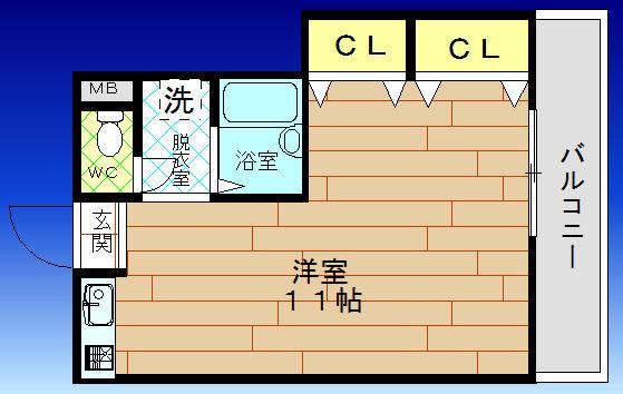 クレセール春日出(ワンルーム/1階)の間取り写真