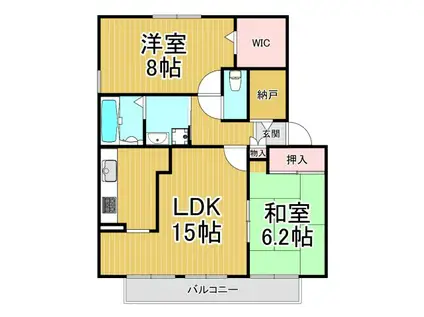 モナ・ヴェイルD棟(2LDK/2階)の間取り写真