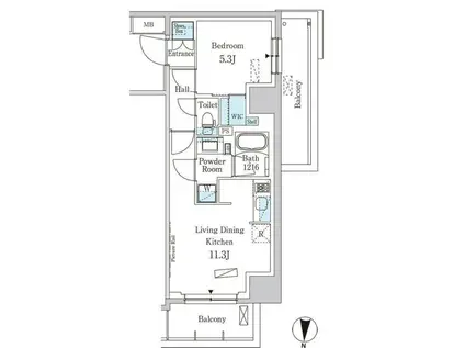 パークアクシス両国スクエア(1LDK/7階)の間取り写真