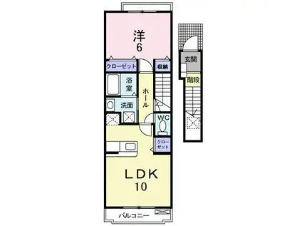 桜壱番館(1LDK/2階)の間取り写真