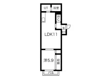 エステラ美園B館(1LDK/4階)の間取り写真