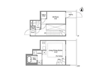 イプセ代々木上原(1LDK/1階)の間取り写真