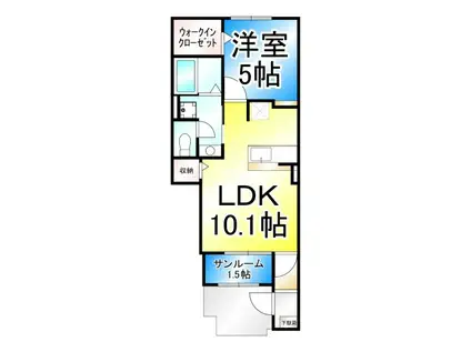 プラシード(1LDK/1階)の間取り写真