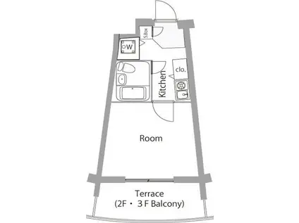 ライオンズテラス武蔵小金井(1K/1階)の間取り写真