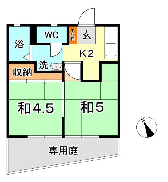 AKASAKI APARTMENT(2K/1階)の間取り写真
