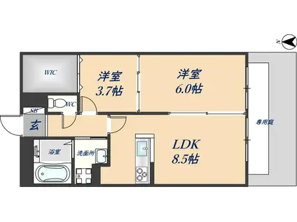 アーレント(2LDK/1階)の間取り写真