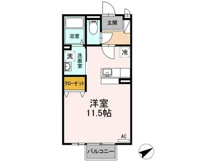 リヴェール司(ワンルーム/2階)の間取り写真