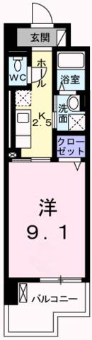 クレール姫路II(1K/5階)の間取り写真
