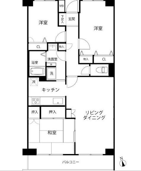 TS GARDEN横浜岸根公園(3LDK/2階)の間取り写真