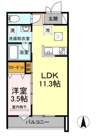 WINS V(1LDK/1階)の間取り写真